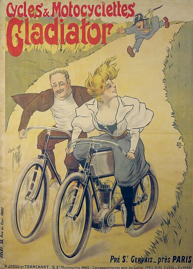 Poster advertising Gladiator bicycles and motorcycles od Ferdinand Misti-Mifliez