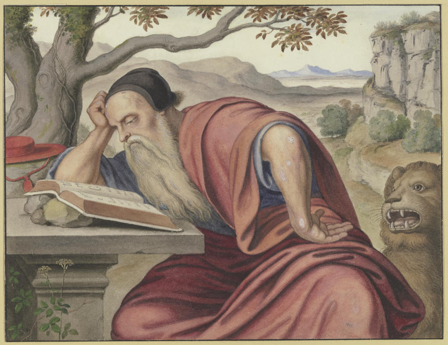 Der Heilige Hieronymus in einer Landschaft, lesend od Ferdinand Olivier