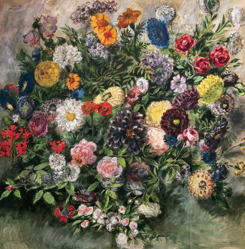 Bouquet of Flowers (w/c, gouache & pastel on od Ferdinand Victor Eugène Delacroix