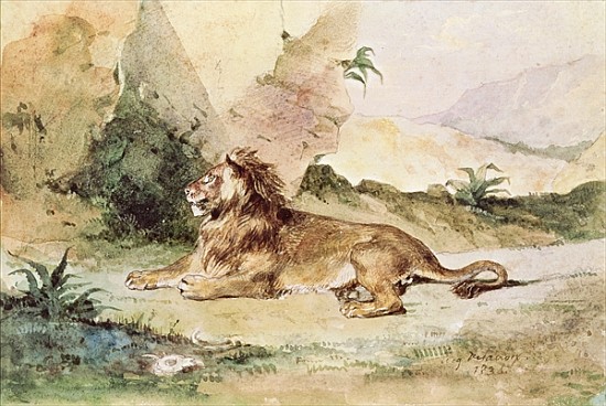 A Lion in the Desert od Ferdinand Victor Eugène Delacroix