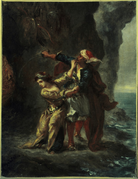 Byron, Braut von Abydos / Gem.Delacroix od Ferdinand Victor Eugène Delacroix
