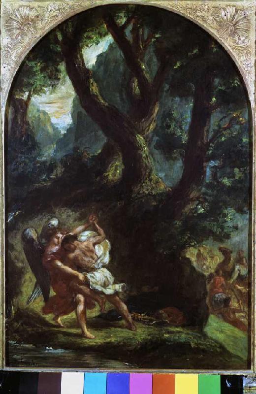 Jakob struggles with the angel od Ferdinand Victor Eugène Delacroix