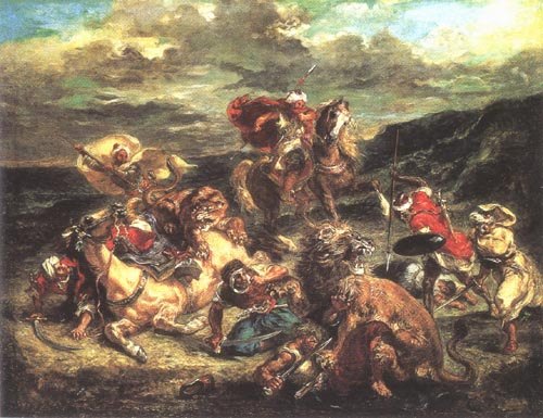 Lion hunting od Ferdinand Victor Eugène Delacroix