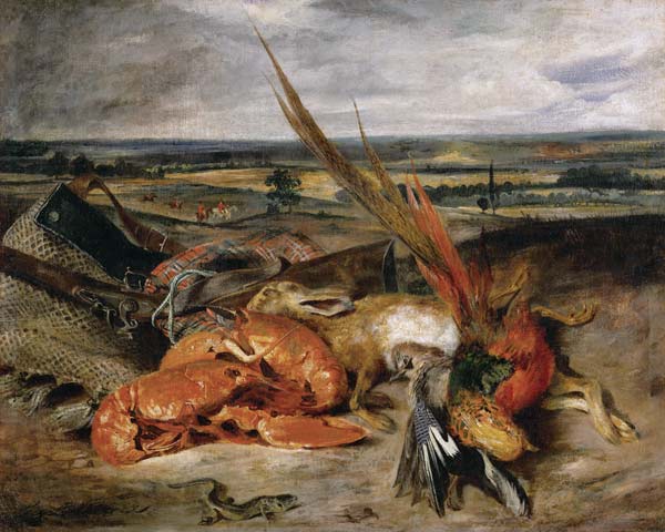 Still life with lobster od Ferdinand Victor Eugène Delacroix