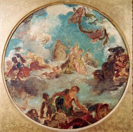 Peace Descending to Earth, study for the central ceiling of the Salon de la Paix in the Hotel de Vil od Ferdinand Victor Eugène Delacroix