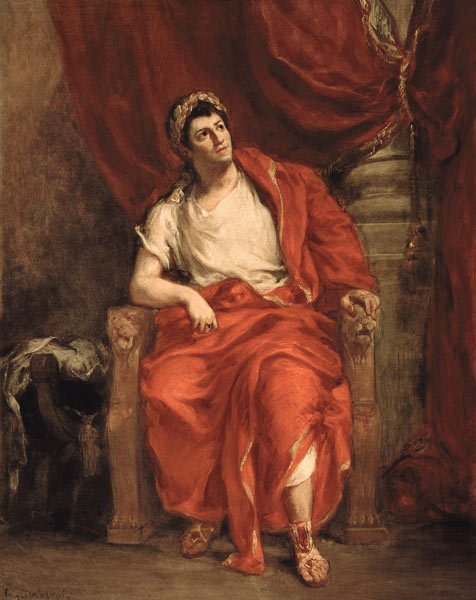 Portrait of Francois Joseph Talma (1763-1826) as Nero in 'Britannicus' by Jean Racine (1639-99) od Ferdinand Victor Eugène Delacroix