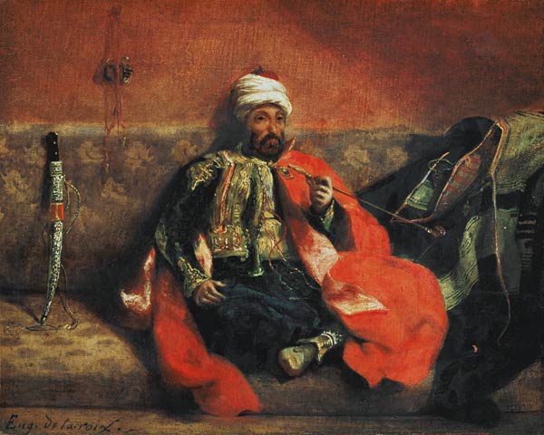 Smoking Turk on a Divan od Ferdinand Victor Eugène Delacroix
