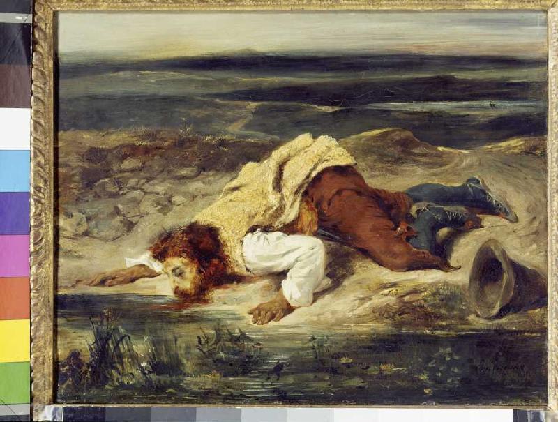Roman shepherd, drinking at a source. od Ferdinand Victor Eugène Delacroix