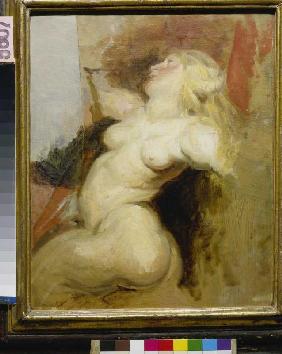Copy of a naked woman figure from the Medici cycle of Rubens.