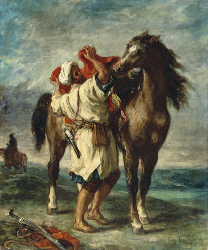 Arab saddles his horse od Ferdinand Victor Eugène Delacroix