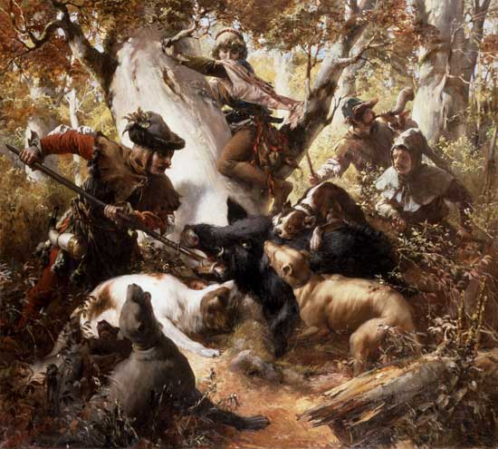 Wild boar hunting in the old days od Ferdinand Wagner