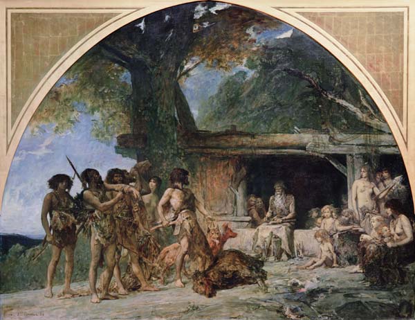 The Stone Age, returning from a bear hunting od Fernand Cormon