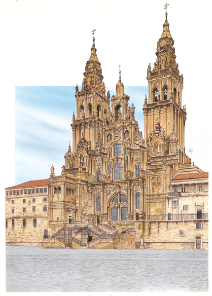 Santiago de Compostela. Western facade. Spain od Fernando Aznar Cenamor