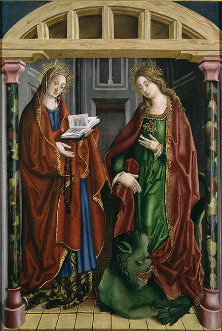 Two female saints, possibly St. Mary Magdalene and St. Martha od Fernando Gallegos