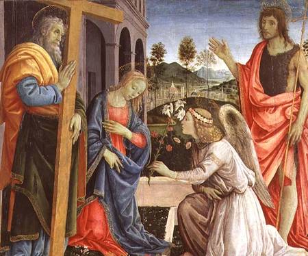 Annunciation with St. Joseph and St. John the Baptist od Filippino Lippi