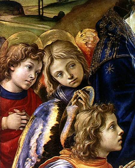 The Vision of St. Bernard, detail of three angels od Filippino Lippi