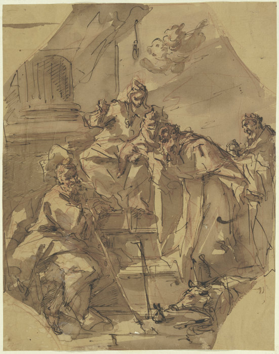 Thronende Madonna mit Kind mit drei Heiligen, unter ihnen Antonius Abbas od Filippo Abbiati