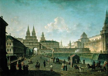 View of the Voskresensky and Nikolsky Gates and the Neglinny Bridge from Tverskay Street in Moscow od Fjodor Jakowlewitsch Aleksejew