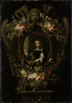 Portrait of a Man Wreathed by Flowers