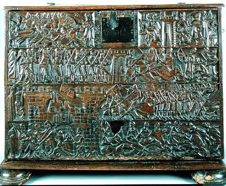 The Courtrai Chest depicting scenes from the Battle of the Golden Spurs fought in Courtrai in 1302 od Flemish School