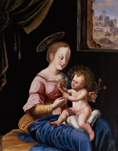 Virgin and Child with the Flight into Egypt od Flemish School