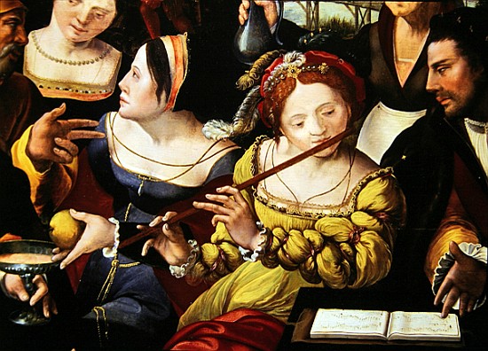 Scene Galante at the Gates of Paris, detail of a flute player (detail of 216104) od Flemish School
