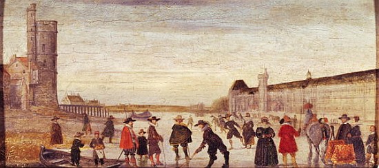 Skaters on the Seine in 1608 od Flemish School