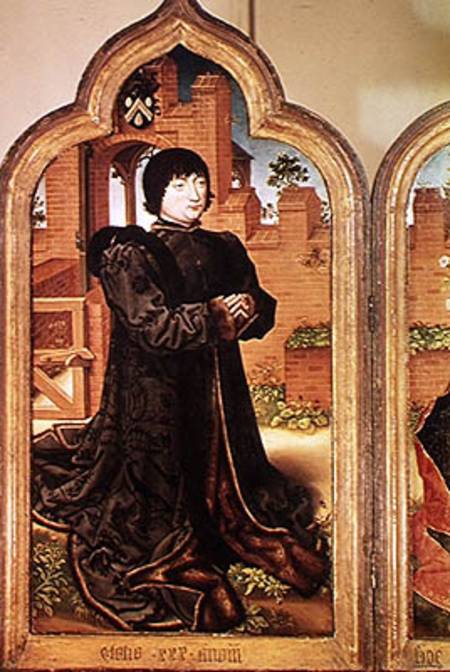 Triptych of Jean de Witte, left hand panel depicting Jean de Witte od Flemish School
