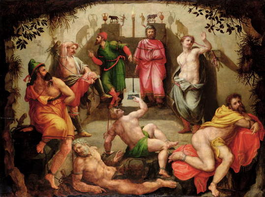 Plato's Cave (oil on panel) od Flemish School, (16th century)