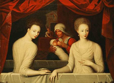 Gabrielle d'Estrees (1573-99) and her sister, the Duchess of Villars od Fontainebleau School