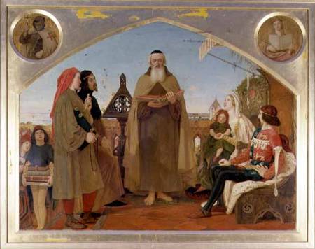 John Wycliffe reading his translation of the Bible to John of Gaunt od Ford Madox Brown