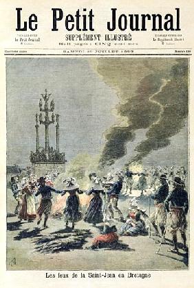 Bonfires lit to celebrate the summer solstice in Brittany, front cover of ''Le Petit Journal'', 1st 