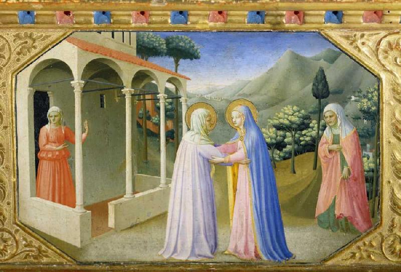 The meeting of Maria and Anna. Predella of the altar proclamation of Mariae od Fra Beato Angelico