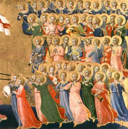 Christ Glorified in the Court of Heaven, detail of musical angels from the right hand side od Fra Beato Angelico