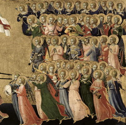Christ Glorified in the Court of Heaven, detail of musical angels from the right hand side, 1419-35 od Fra Beato Angelico