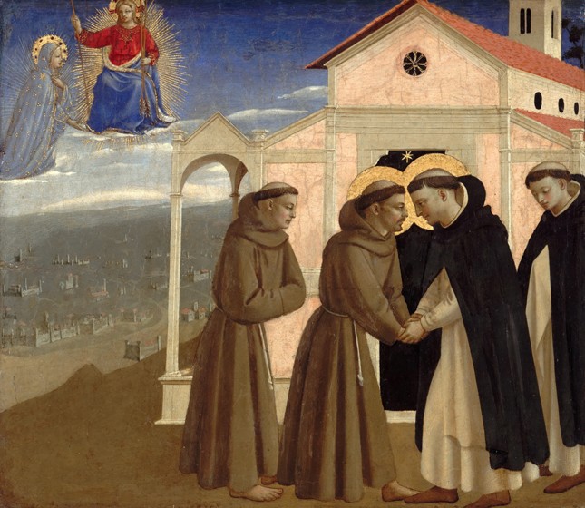 Meeting of Saint Francis and Saint Dominic (Scenes from the life of Saint Francis of Assisi) od Fra Beato Angelico