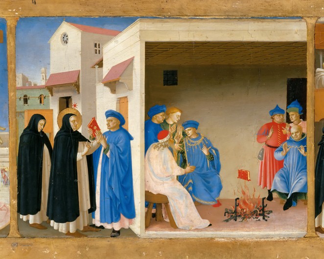 The Dispute of Saint Dominic and the Miracle of the Book (Predella of the retable The Coronation of  od Fra Beato Angelico