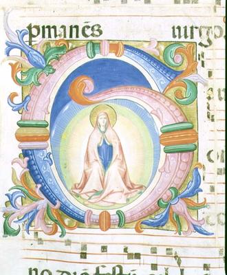 Missal 558 f.92 Historiated initial 'G' depicting the Virgin praying od Fra Beato Angelico