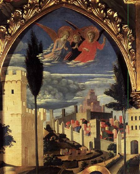 Santa Trinita Altarpiece, detail of the grieving angels od Fra Beato Angelico
