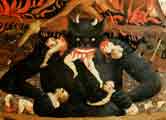 The Last Judgement, detail of Satan devouring the damned in hell od Fra Beato Angelico