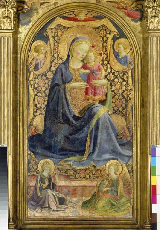 Maria with the Jesuskind sitting enthroned, of angels surround od Fra Beato Angelico