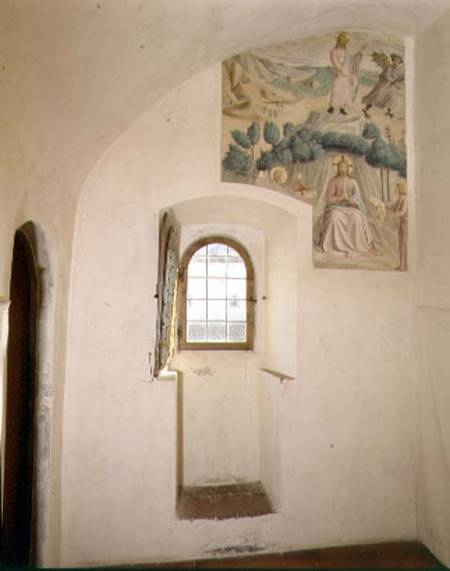 View of a cell designed by Michelozzo di Bartolommeo (1396-1472) decorated with 'The Temptation of C od Fra Beato Angelico