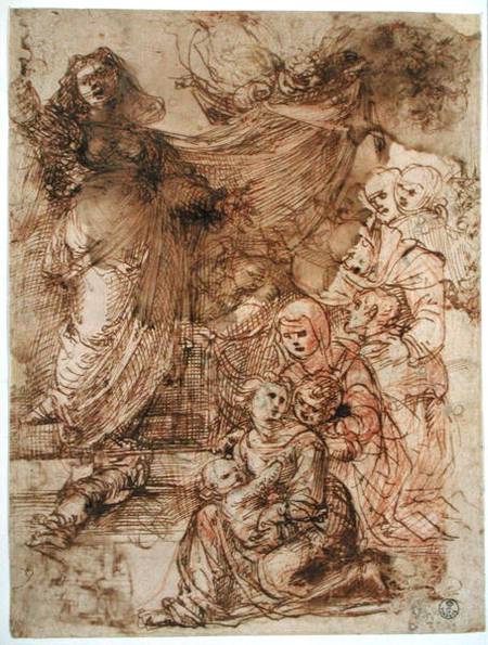 Preparatory study for Madonna and Child (pen & ink on paper) od Fra Bartolommeo
