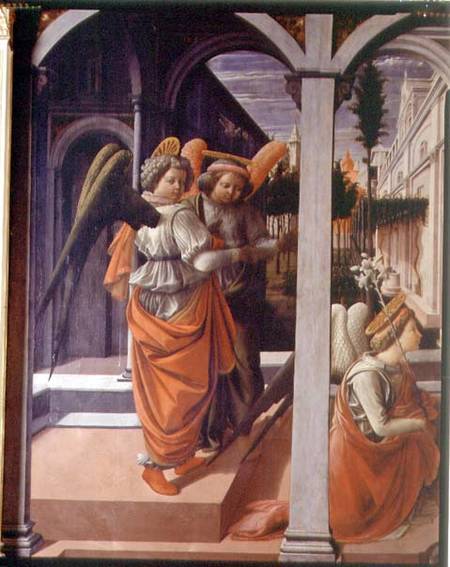 The Annunciation, detail of the two angels od Fra Filippo Lippi