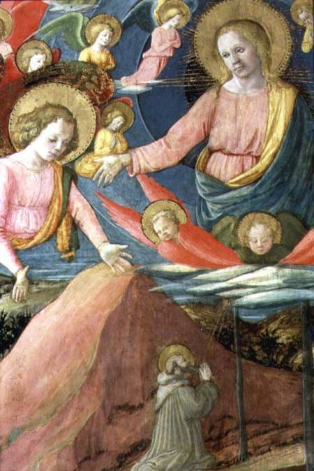 The Death of St. Jerome with Inghirami as a Donor, detail showing The Heavenly Host and angels od Fra Filippo Lippi