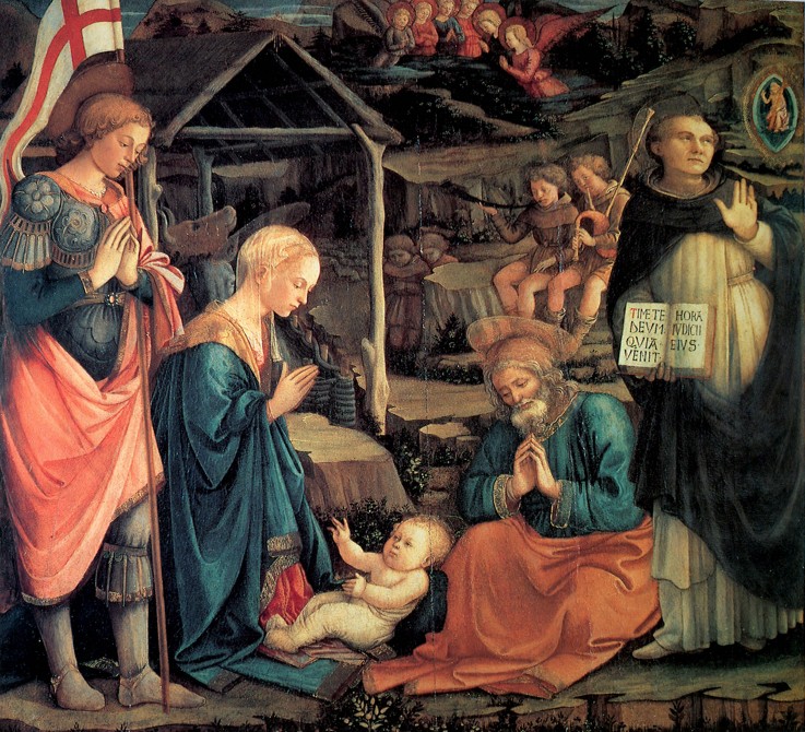 The Adoration of the Christ Child with Saint George and Saint Vincent Ferrer od Fra Filippo Lippi