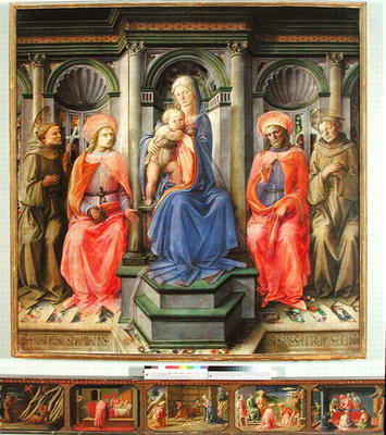 Madonna and Child Enthroned with SS. Francis, Cosmas, Damian and Anthony of Padua, c.1442-45 (temper od Fra Filippo Lippi