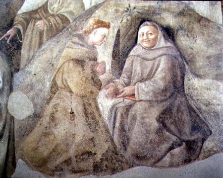 The Reform of the Carmelite Rule, detail of two Carmelite friars od Fra Filippo Lippi