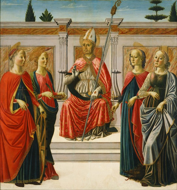 Saint Nicholas and Saints Catherine, Lucy, Margaret and Apollonia od Francesco Botticini