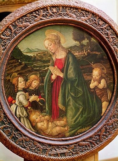 The Virgin Adoring the Christ Child with St. John the Baptist and Two Angels od Francesco Botticini